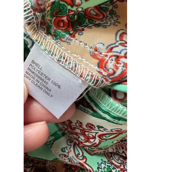 Gianni Bini Women's Medium Green Red White Geometric Paisley Print Flowy Pants - Picture 15 of 16